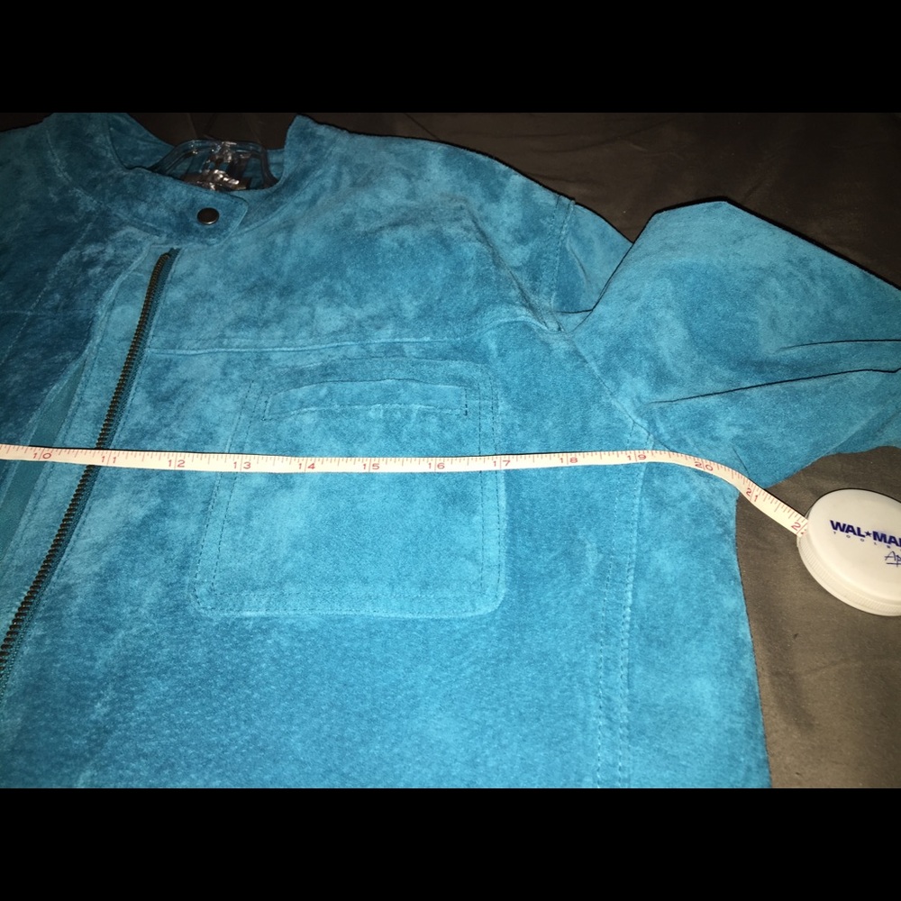 Turquoise suede jacket - Picture 2 of 8